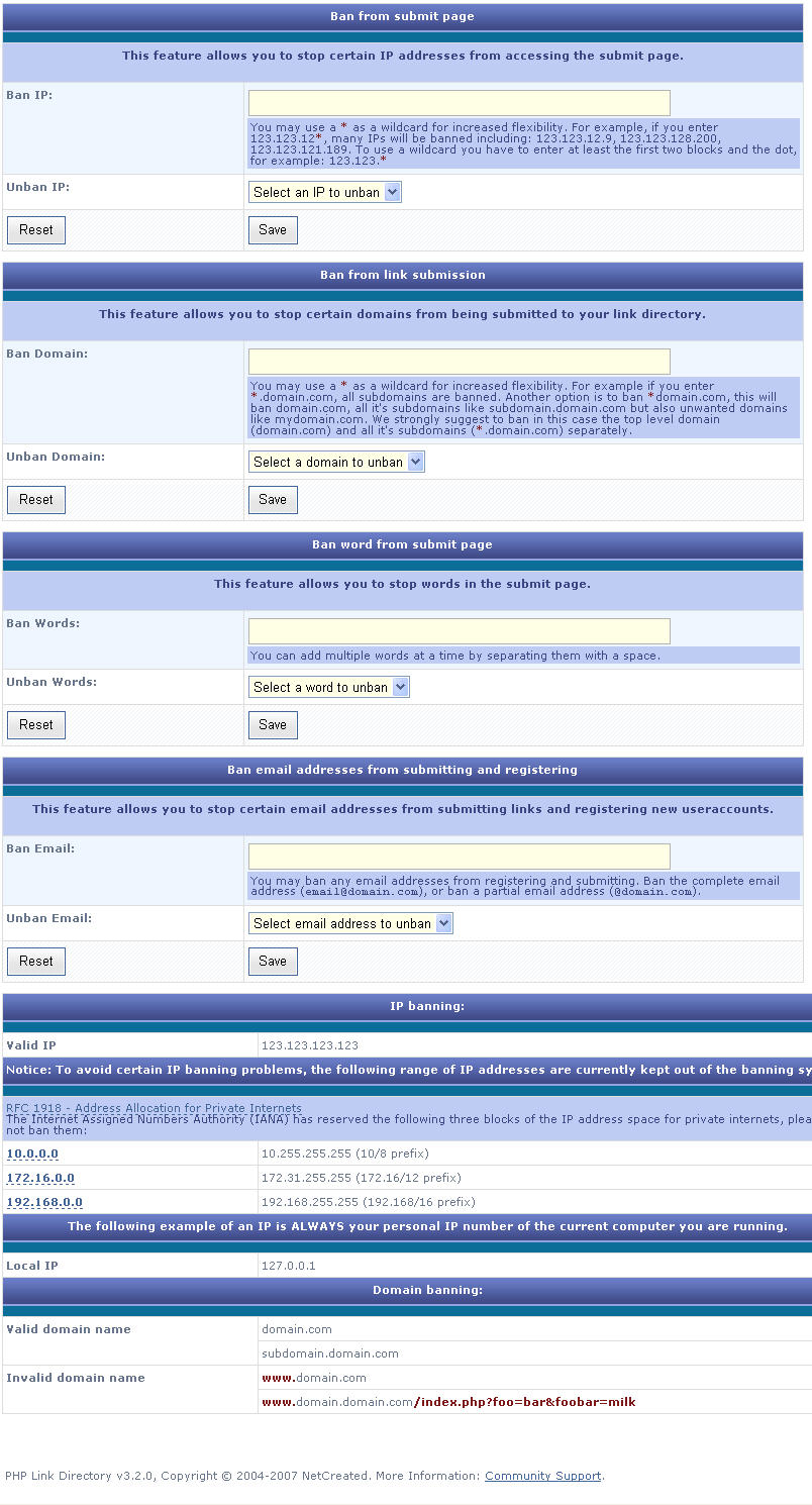 Banning Spammers