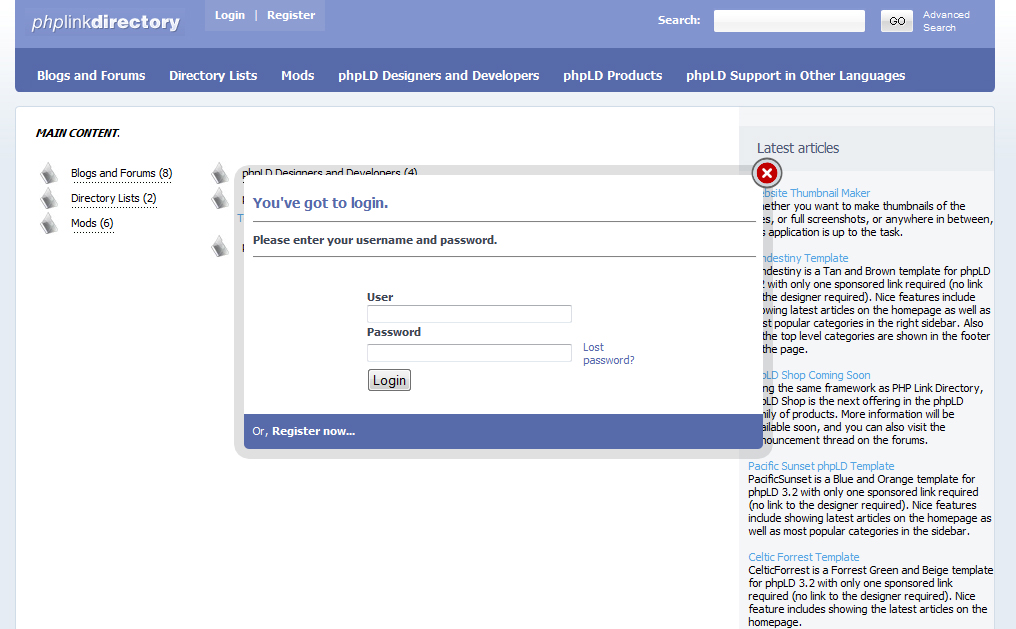 HorizontalCategories Template